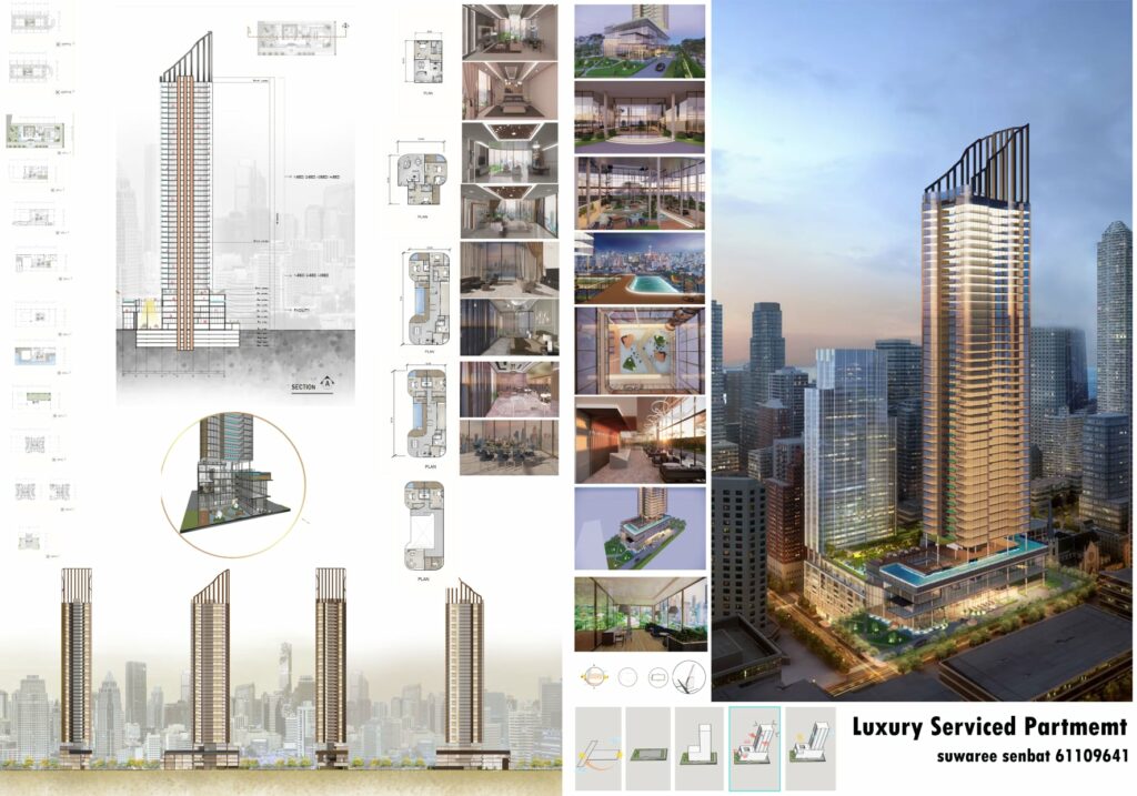 ผลงานนักศึกษา วิชา ARC59-421 การออกแบบสถาปัตยกรรม 6 Project Design: Luxury Serviced Apartment