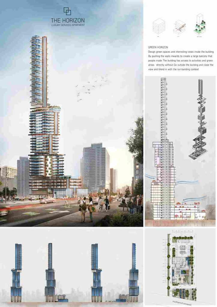 ผลงานนักศึกษา วิชา ARC59-421 การออกแบบสถาปัตยกรรม 6 Project Design: Luxury Serviced Apartment