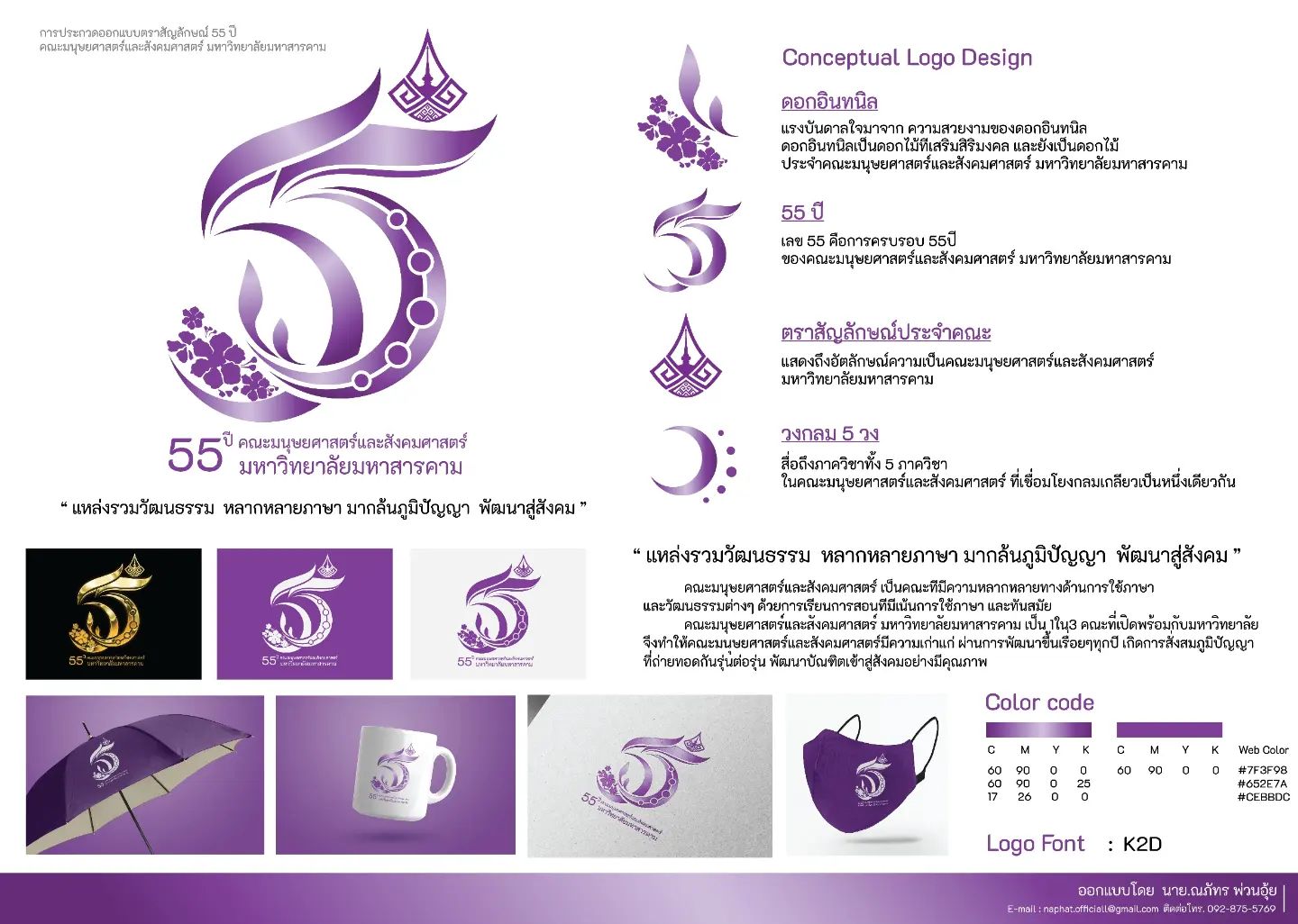 นักศึกษาสาขาสถาปัตยกรรม คว้ารางวัลชมเชยอันดับ 3 จากการประกวดออกแบบตราสัญลักษณ์ 55ปี คณะมนุษยศาสตร์และสังคมศาสตร์ มหาวิทยาลัยมหาสารคาม