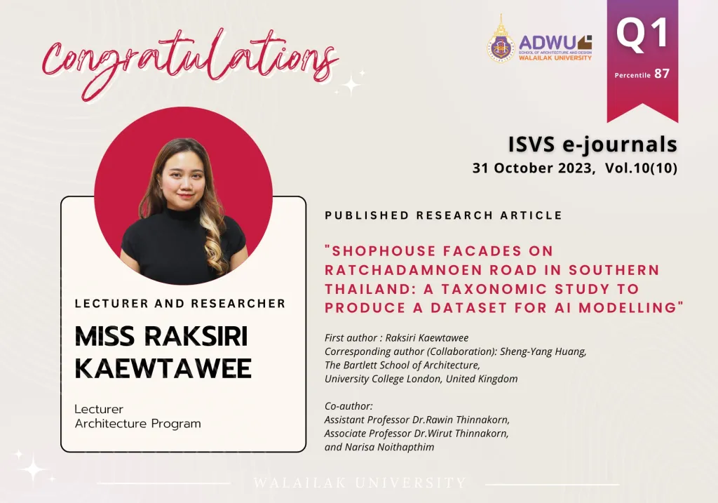 Congratulations to  Aj.Raksiri Kaewtawee for publishing in ISVS e-jornals,Scopus Q1 percentile 87
