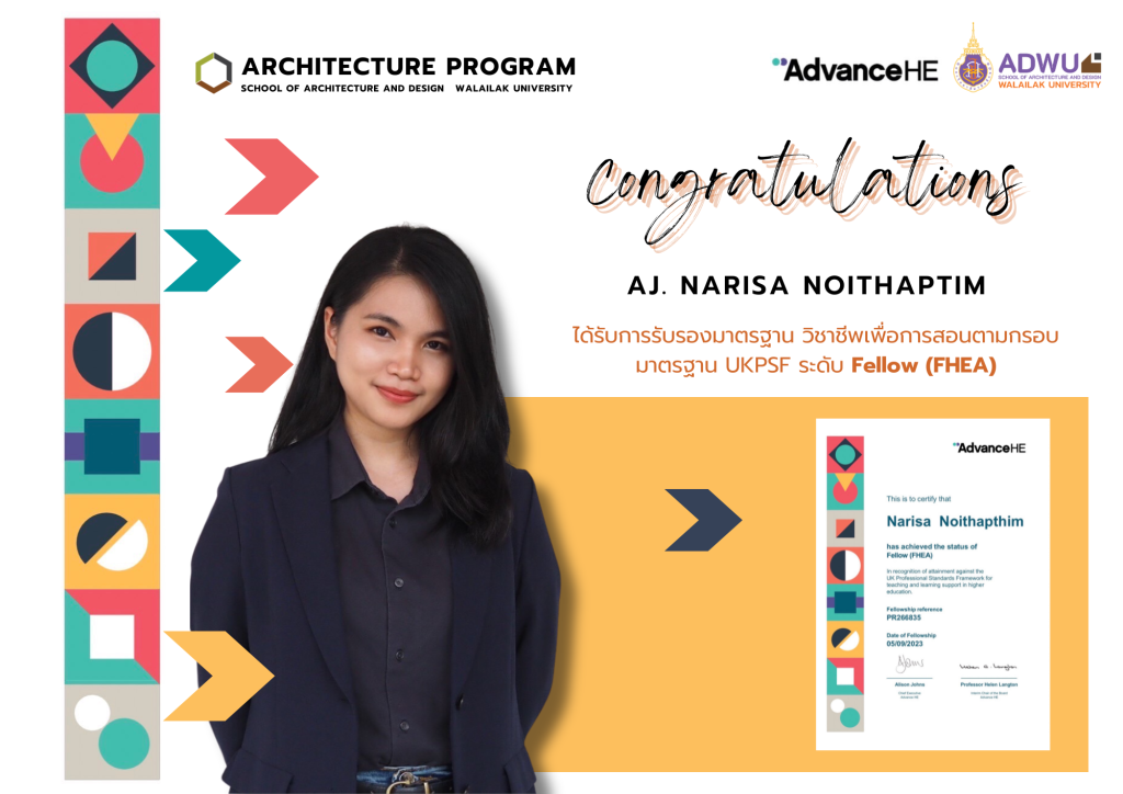 Congratulation to Aj.Narisa noithapthim and Aj.Praphatson Saemmomgkhon for  certified with professional standards for teaching according to the UKPSF Fellow level standard framework (FHEA)