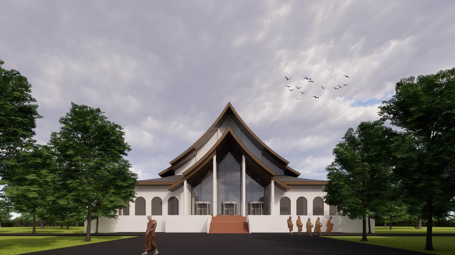 บริการวิชาการด้านการออกแบบหอประชุม 500 ที่นั่ง มหาวิทยาลัยมหามกุฏราชวิทยาลัย วิทยาเขต ศรีธรรมาโศกราช จังหวัดนครศรีธรรมราช